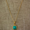 Peacock Square Pendant Necklace in Turquoise
