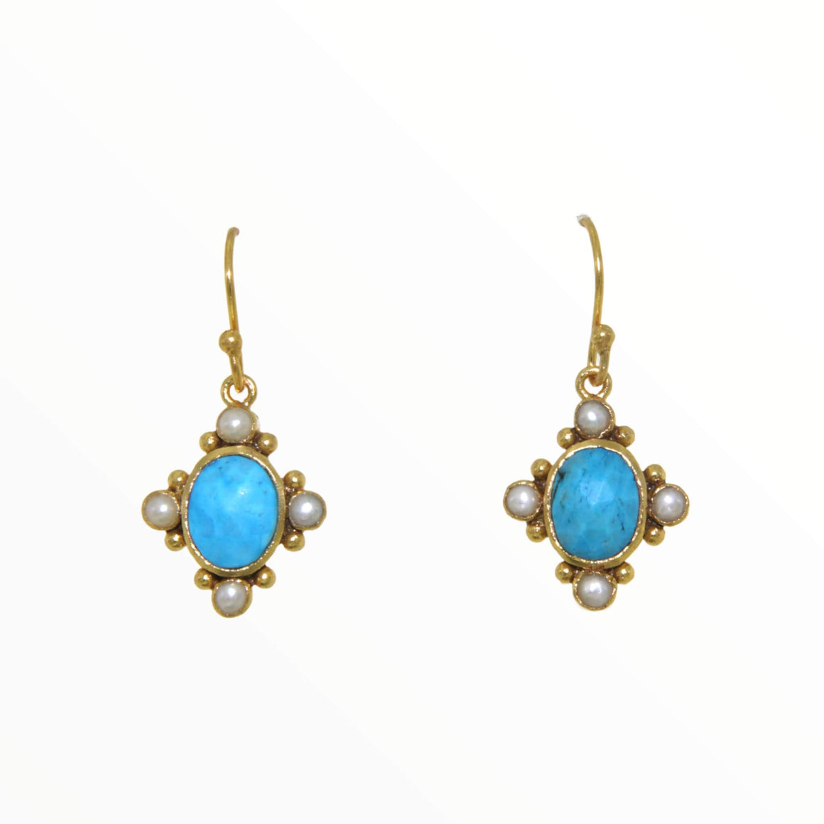 Turquoise and Pearl Earrings