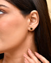 Garnet Beaten Gold Studs