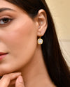 Rainbow Moonstone Square Checkerboard Earrings