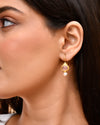 Rose Oval Pearl Earring in Pink Chalcedony