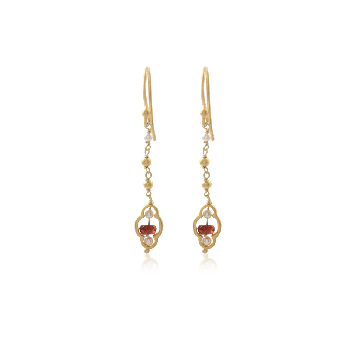 Garnet and Pearl Oval Earrings