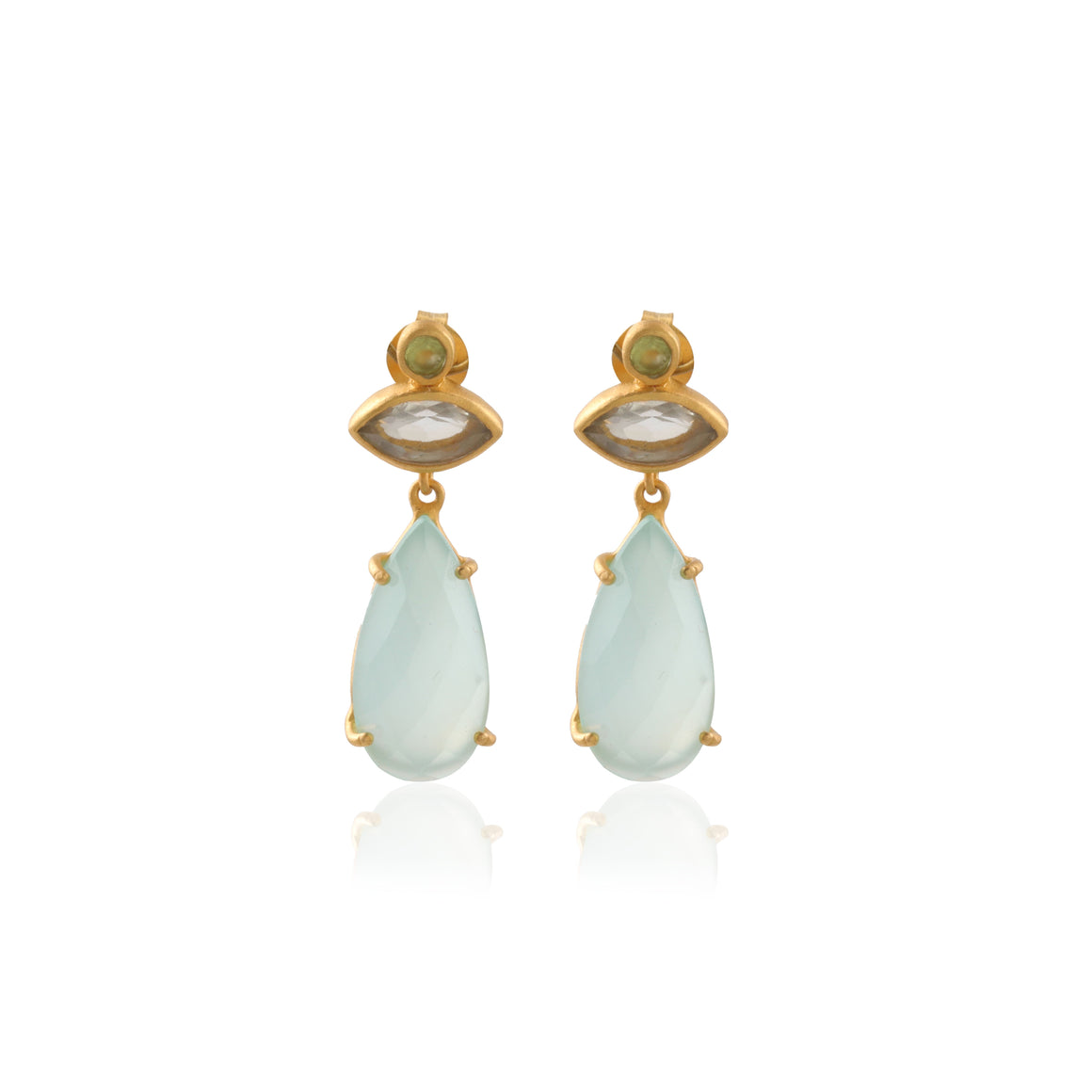 Peridot Aqua Chalcedony Amethyst Earrings