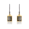 Two Tone Labradorite Rectangle Earrings