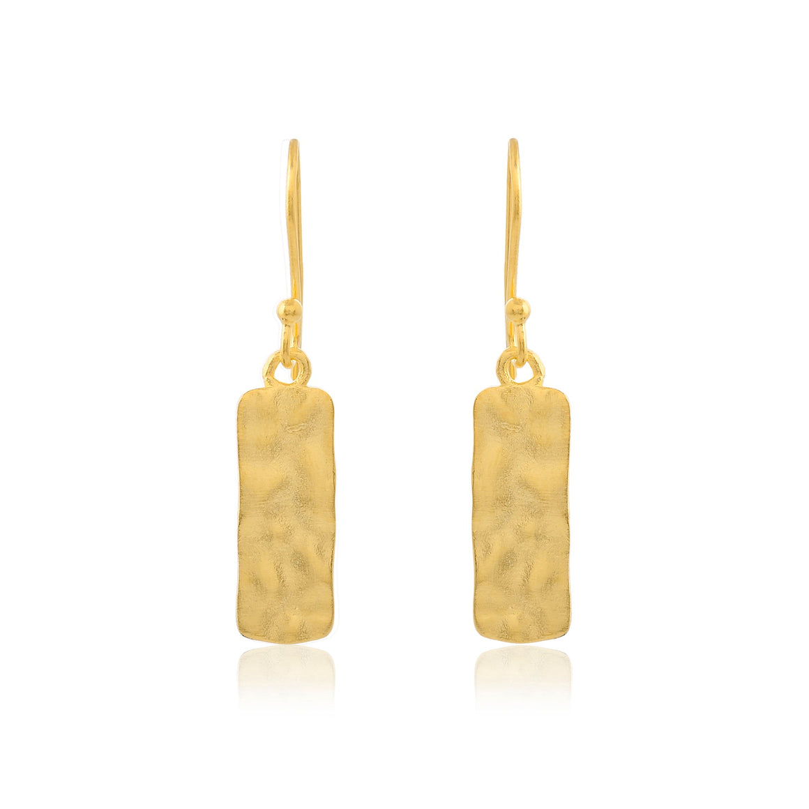 Matt Gold Textured Rectangle Earrings