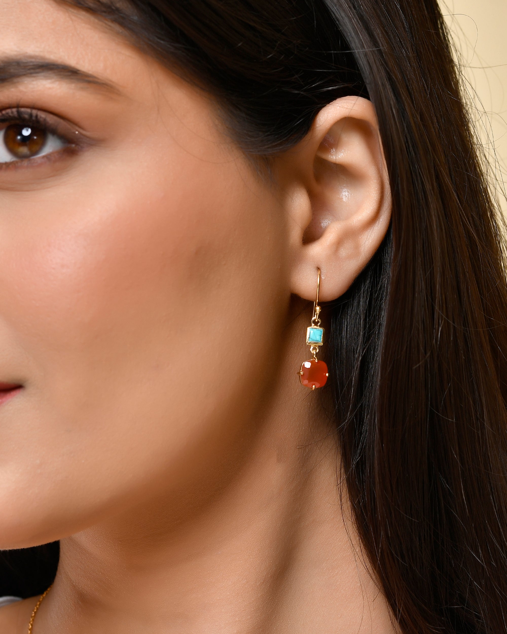 Turquoise Red Onyx Earrings