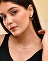 Two Tone Black & Gold Leaf Hoop