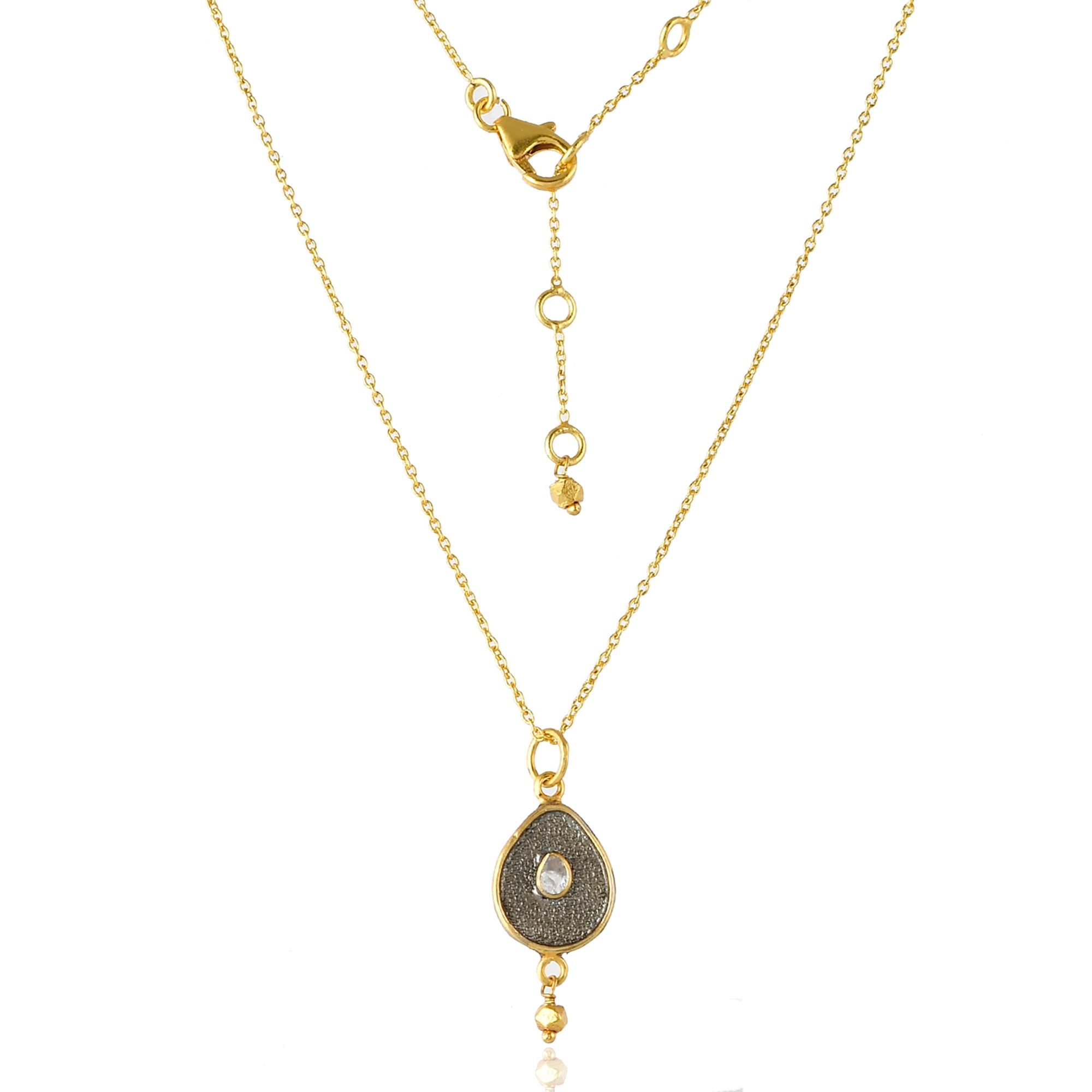 Two Tone Polki Diamond Pendant