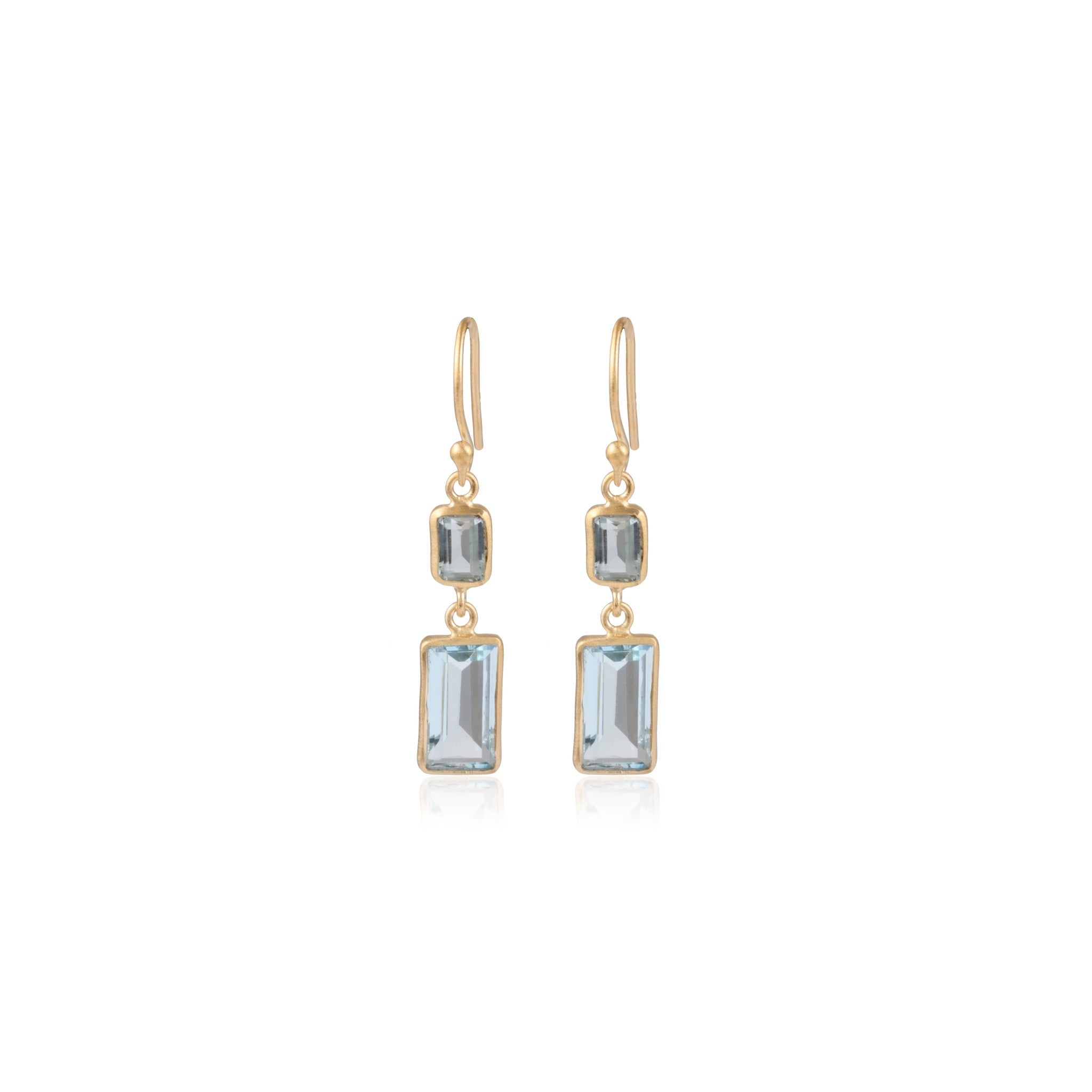 Blue Topaz Rectangular Earrings
