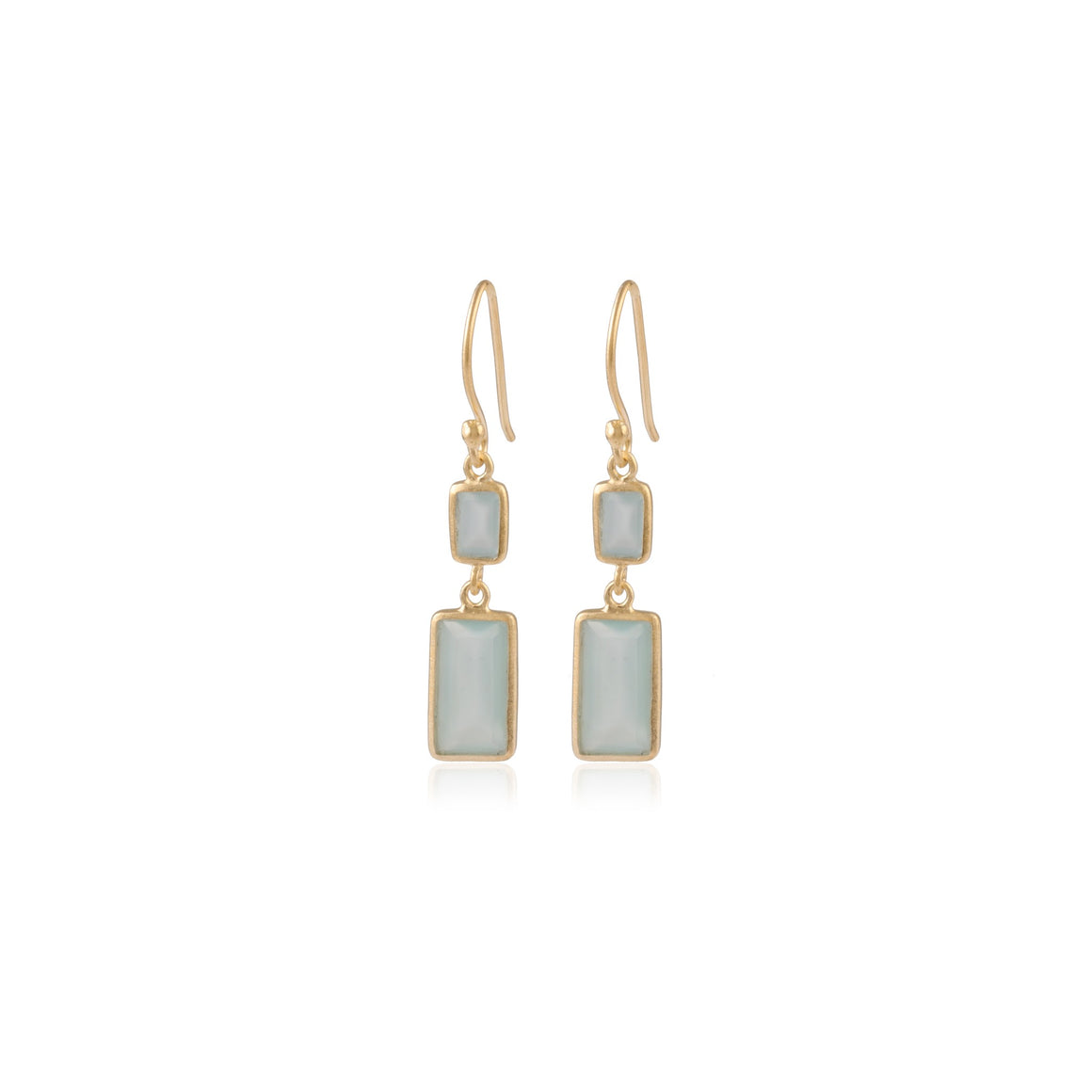 Aqua Chalcedony Rectangular Earrings