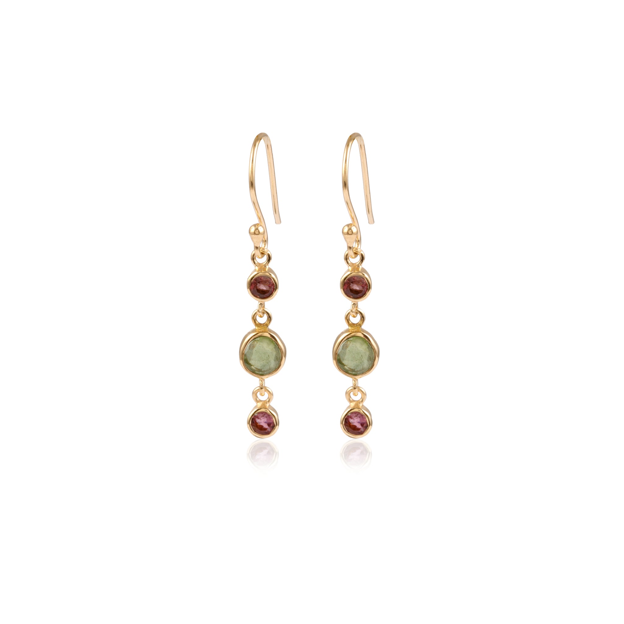 Green Pink Tourmaline Earrings
