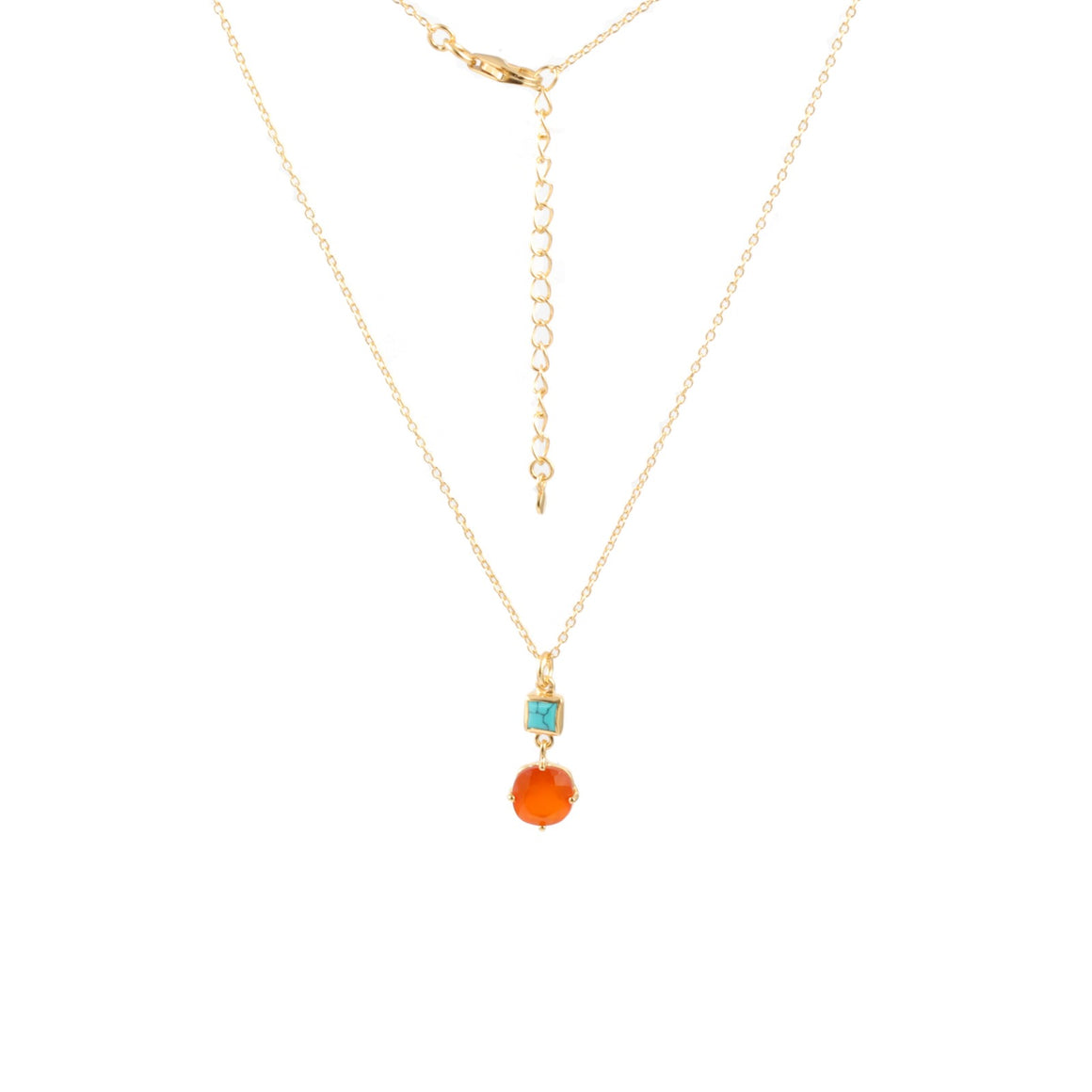 Nature's Embrace - Turquoise and Carnelian Pendant