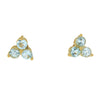 Three stone faceted Blue Topaz earrings. A classic gemstone design for any wearing occasion. Set in 22 carat Vermeil over Sterling Silver.