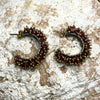 Claret Cluster of Garnets and Gold Bead Earrings