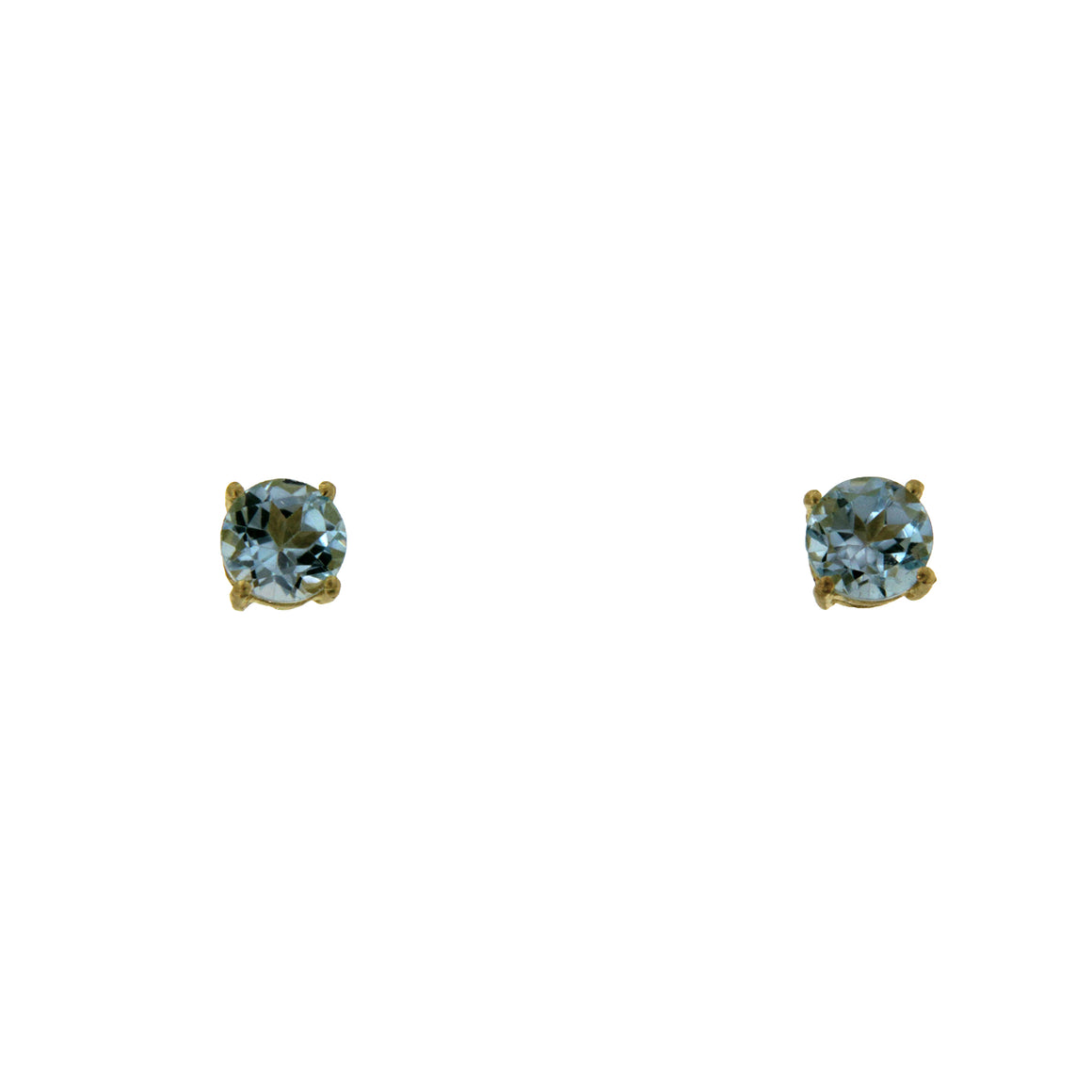 Faceted Blue Topaz studs in a prong setting. Set in 22 carat Vermeil over Sterling Silver. Perfect for everyday wear.