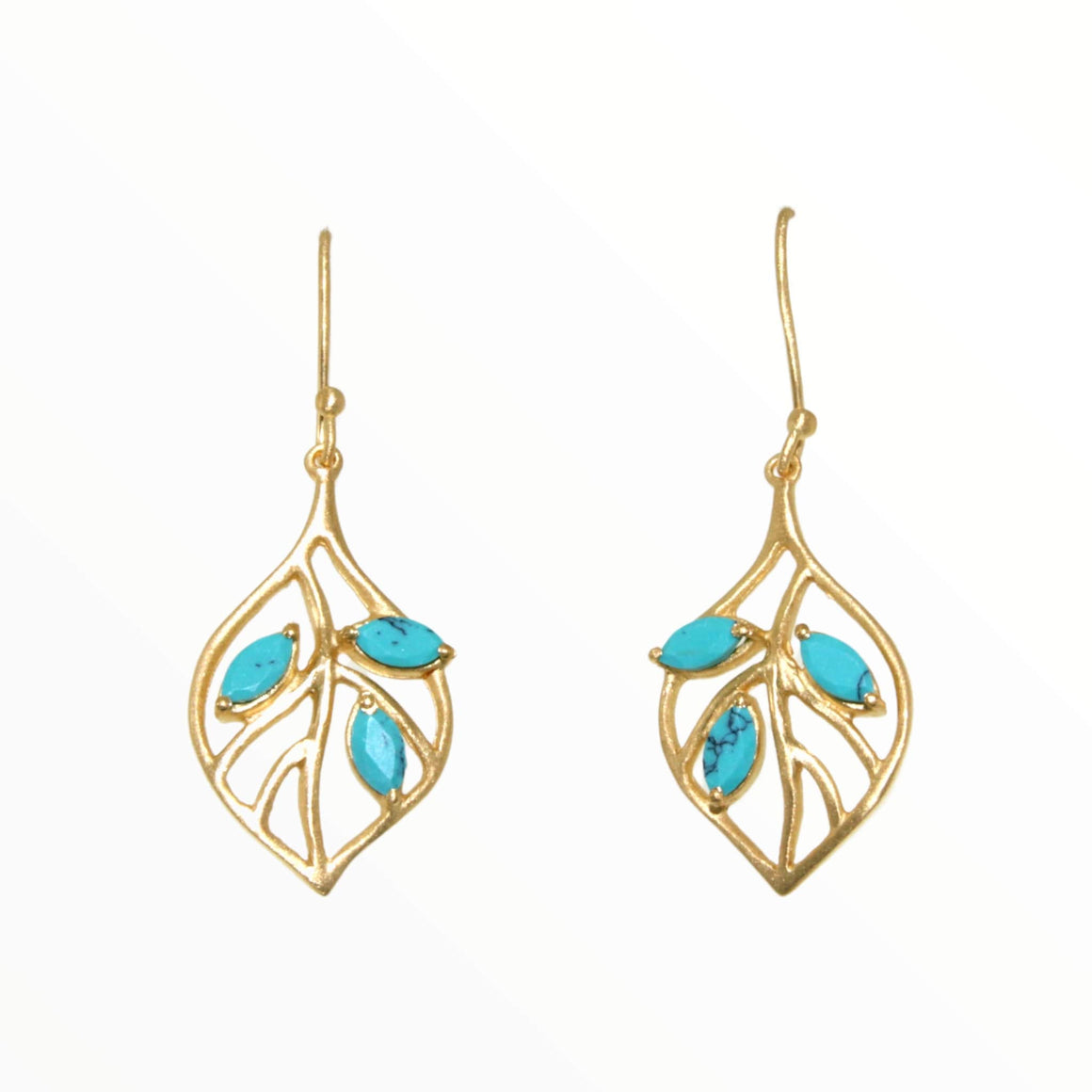 Peacock Leaf Earring in Turquoise