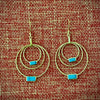 Peacock Triple Circle Bar Earring