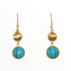 Peacock Pebble Gold Earrings in Turquoise