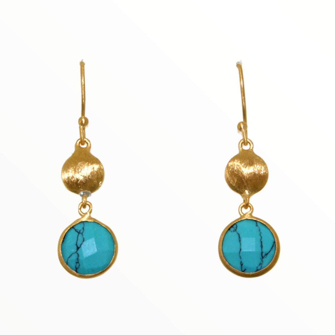 Peacock Pebble Gold Earrings in Turquoise