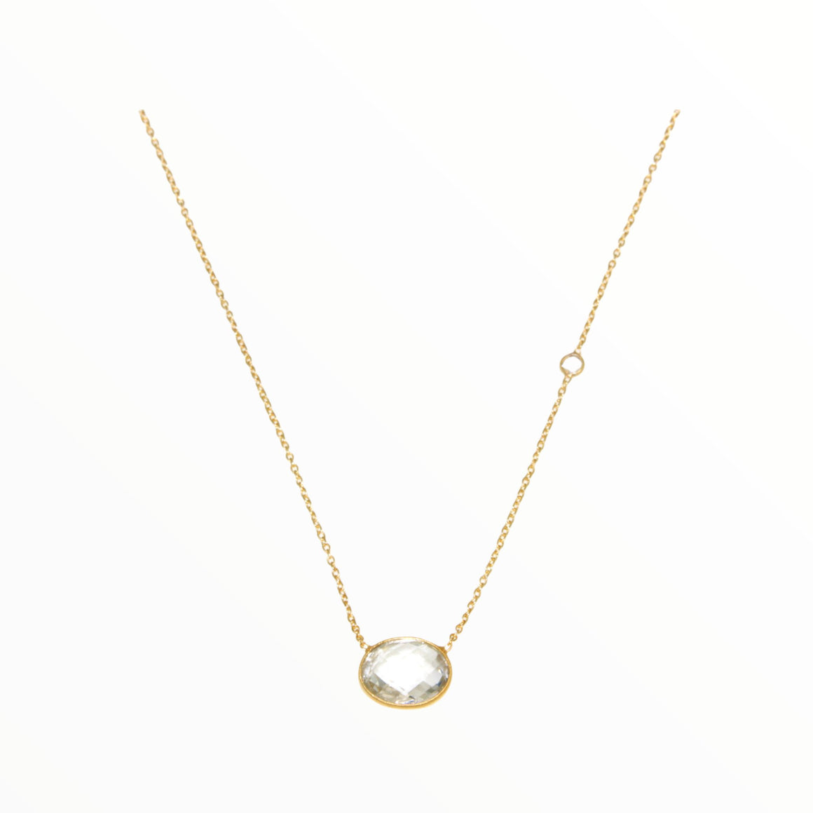 Natalia Classic Necklace in Green Amethyst and White Topaz