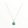 Peacock Square Pendant Necklace in Turquoise