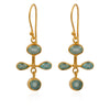Manjusha Jewels earrings Aanya Cross Earrings in Aqua Chalcedony