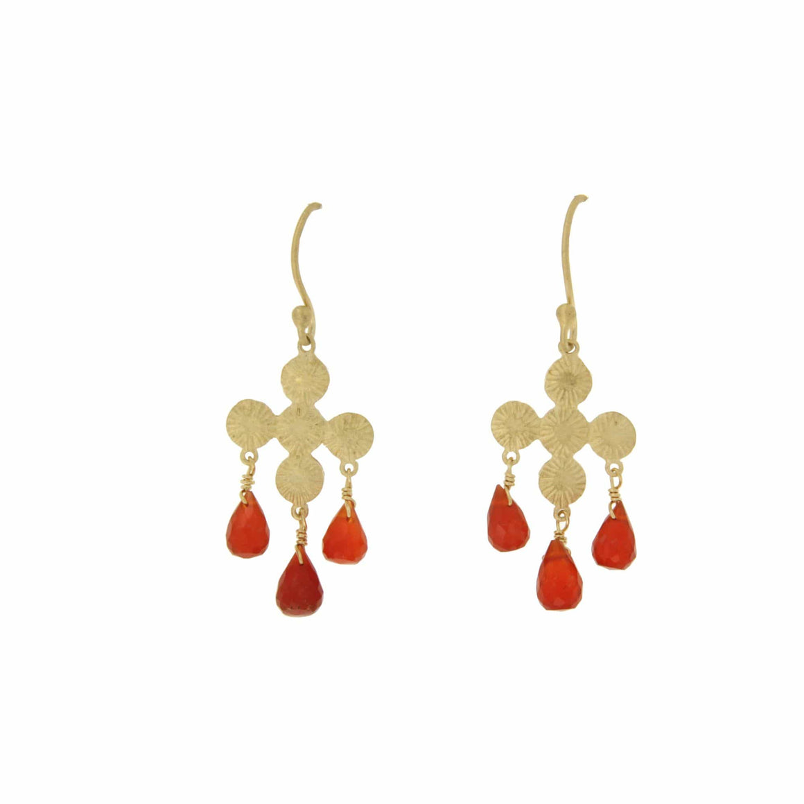 Manjusha Jewels earrings Flame Lotus Drop Earrings in Red Onyx