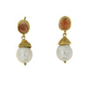 Manjusha Jewels Earrings Melissa Garnet Dew Drop Earrings in Garnet and White Pearl