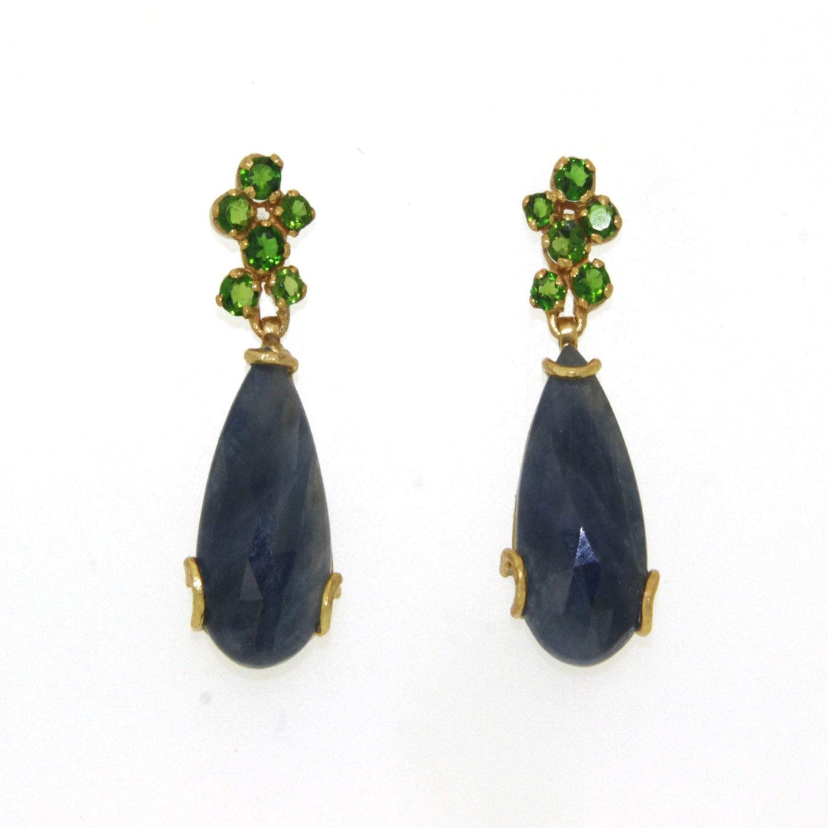 Manjusha Jewels earrings Peacock Earrings in Blue Sapphire and Green Tourmaline