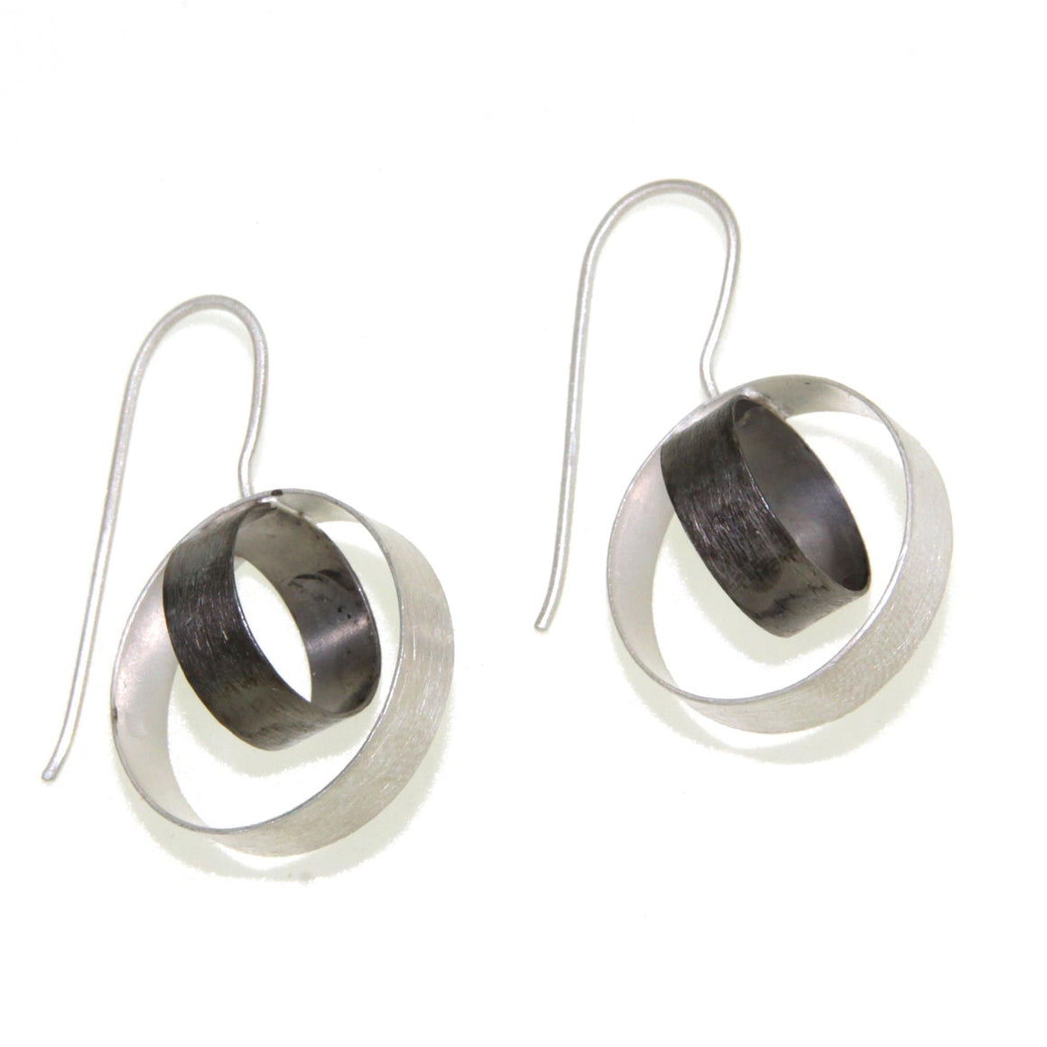 Manjusha Jewels earrings Shadow Circle Earrings in Silver and Dark Rhodium