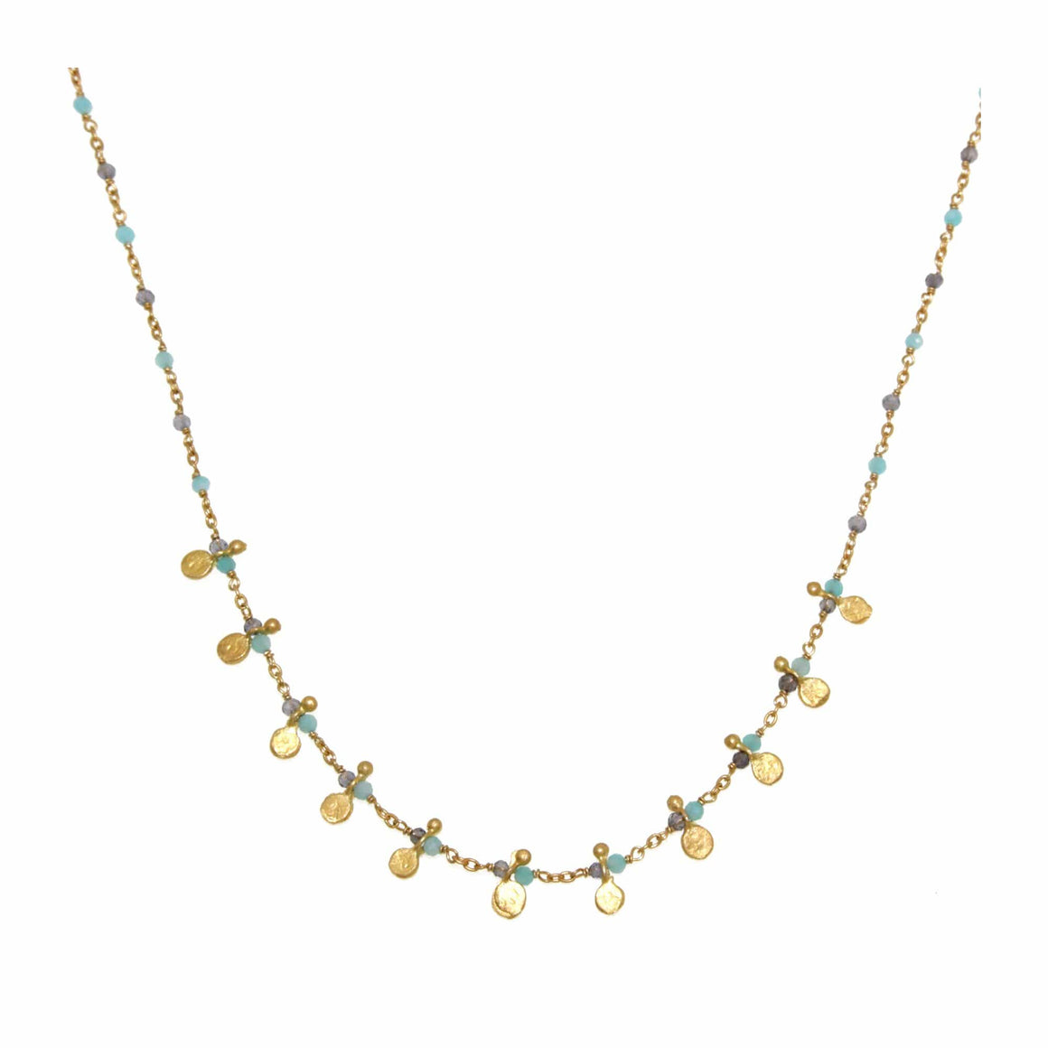 Helen Station Necklace in Aqua Chalcedony