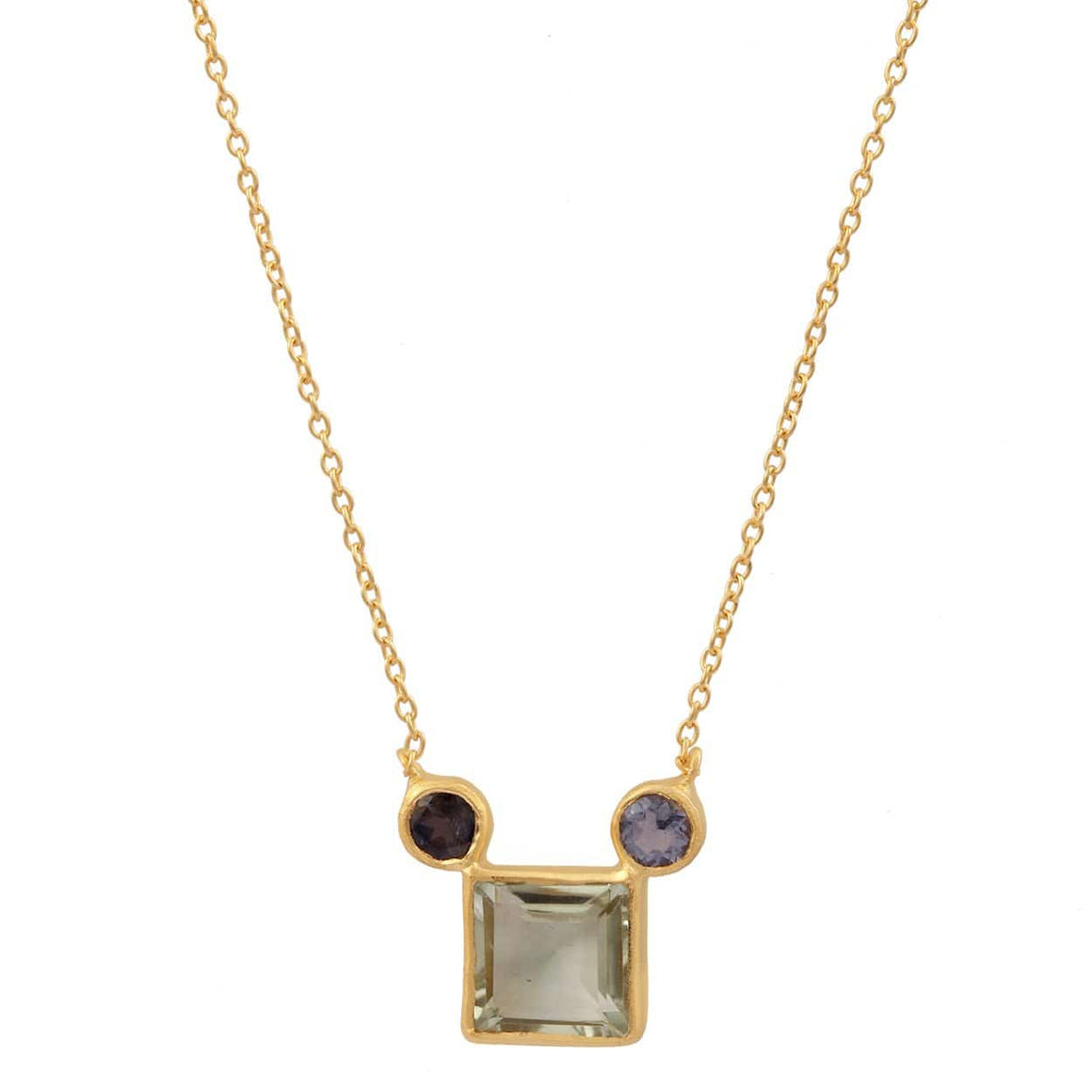 Manjusha Jewels Necklaces Natalia Rain Dot Necklace in Green Amethyst and Iolite