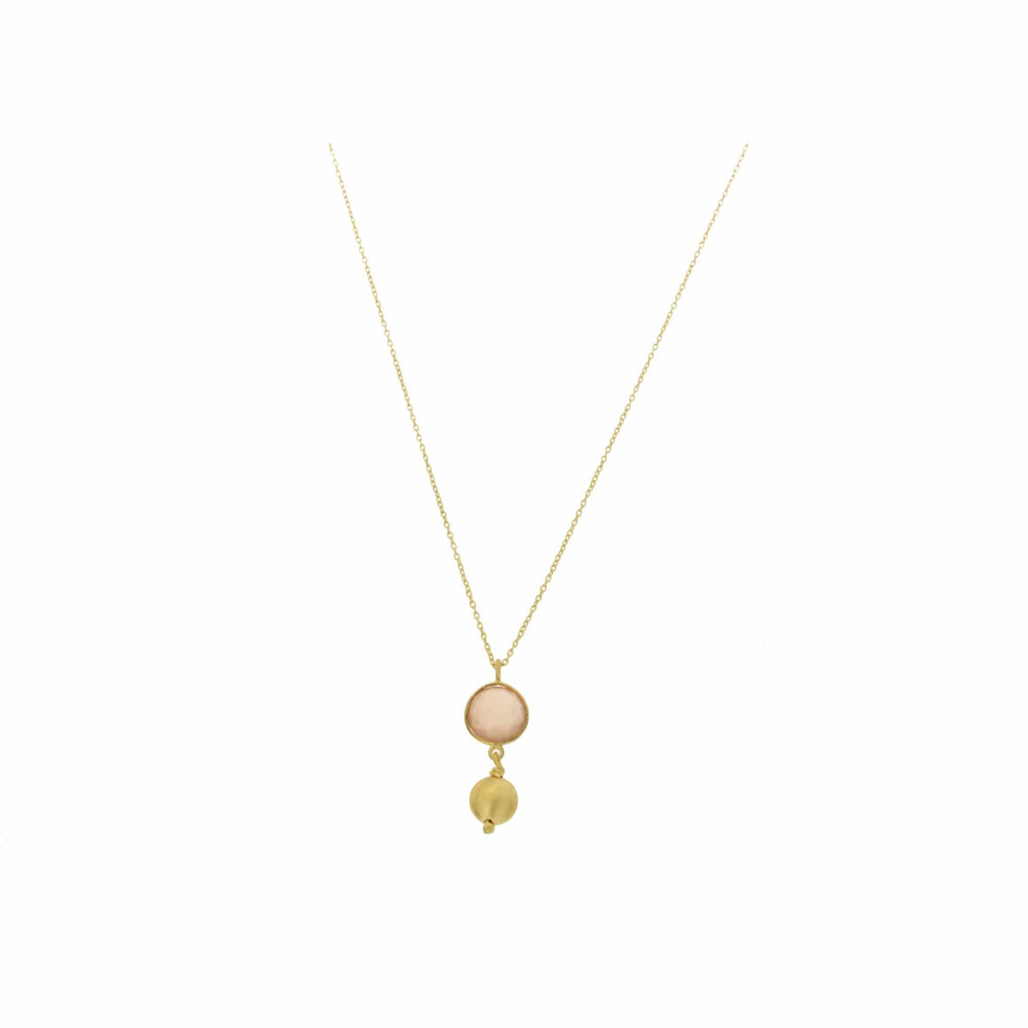 Manjusha Jewels Necklaces Pink Gold Drop Pendant in Pink Chalcedony
